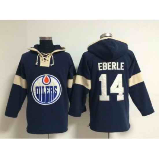 NHL edmonton oilers #14 Jordan Eberle blue jerseys(pullover hooded sweatshirt)